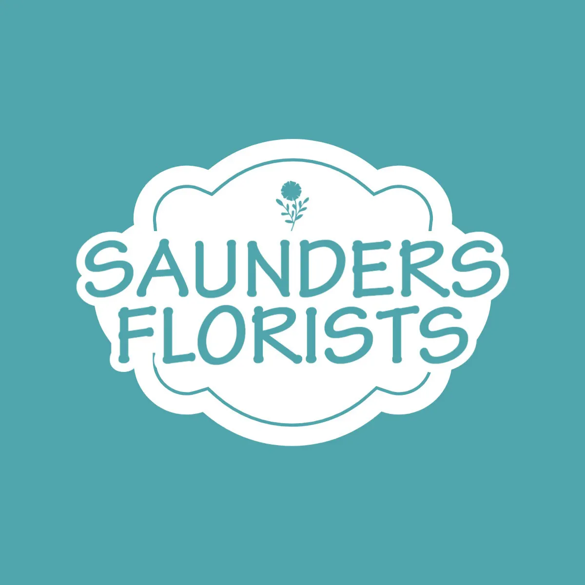 Blue White Saunders Florists Badge Logo