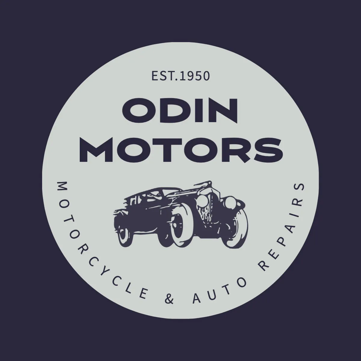 Navy Gray Odin Motors Circle Logo