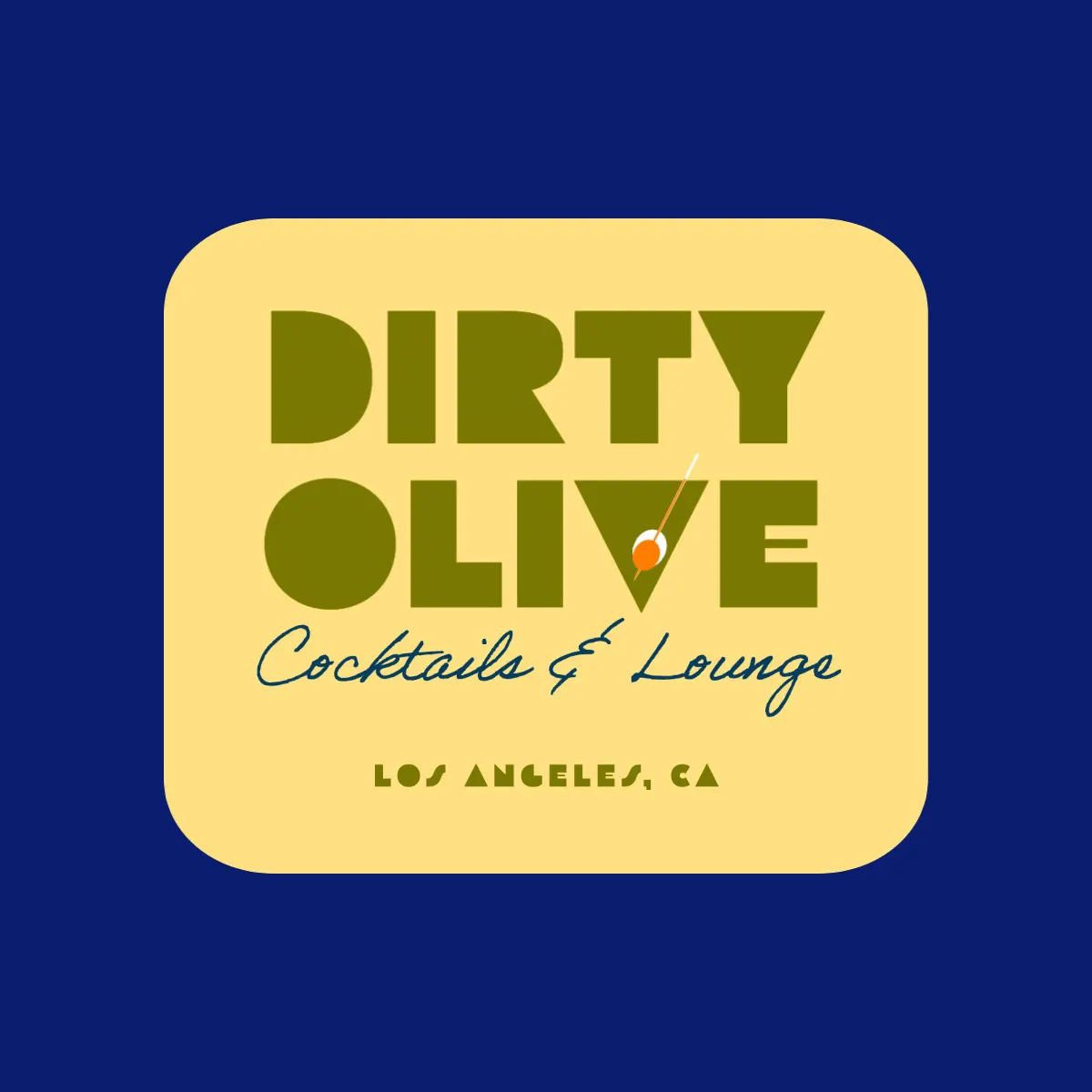 Green Dirty Olive Cocktail Bar Badge Logo