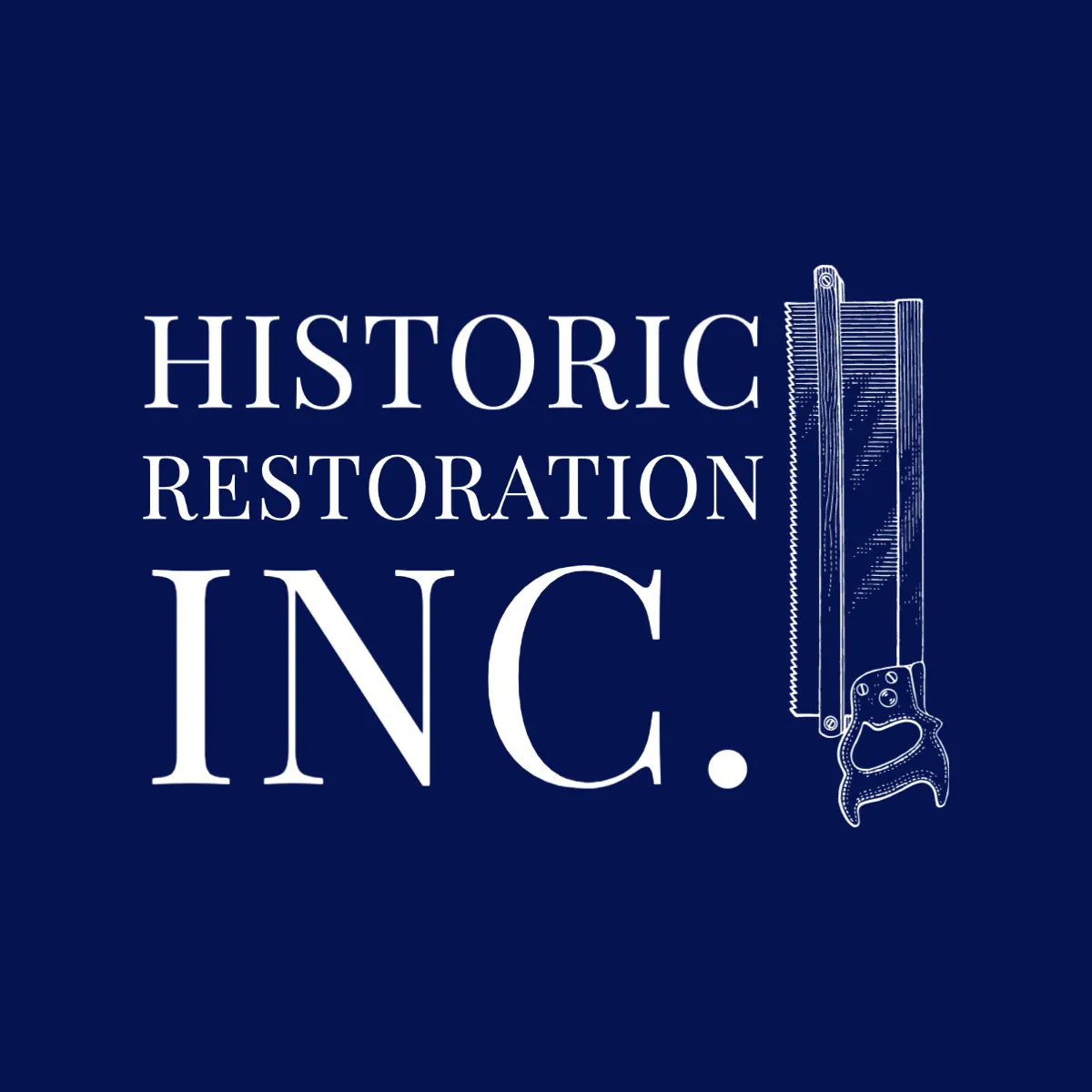 Traditional Blue and White Construction Logo