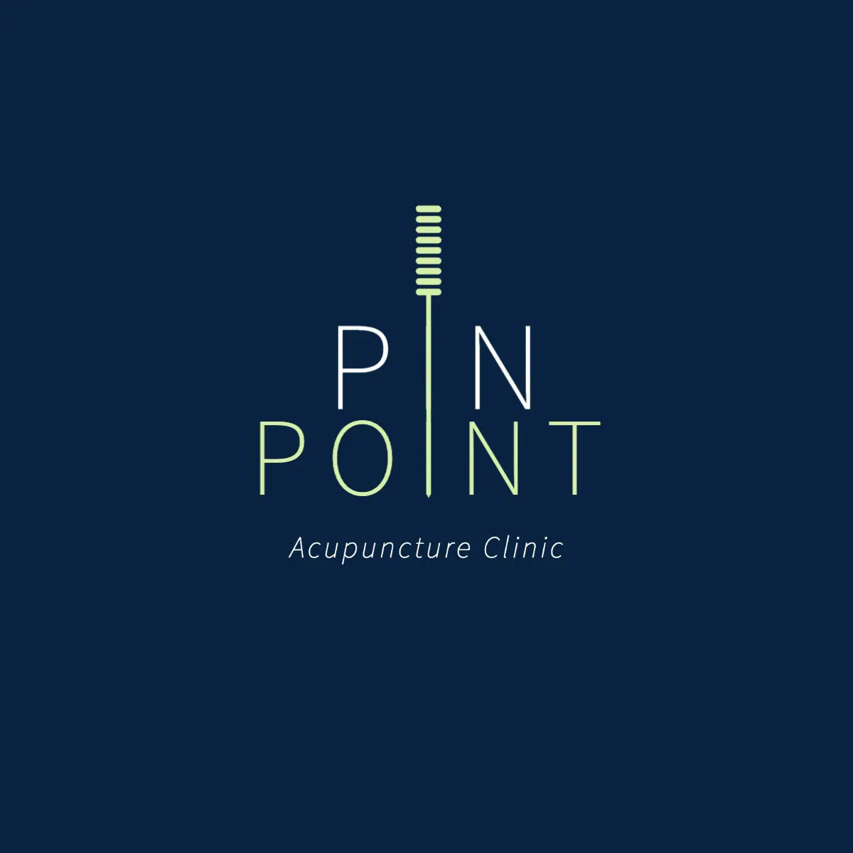 Blue Green & White Minimal PinPoint Acupuncture Clinic Health Logo