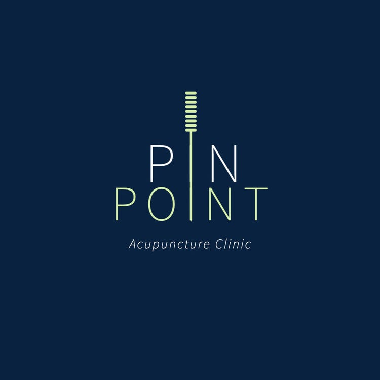 Blue Green & White Minimal PinPoint Acupuncture Clinic Health Logo