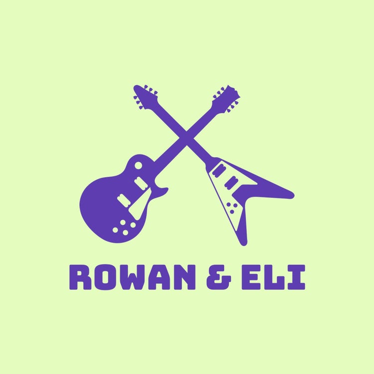 Green And Purple Guitar Band Logo