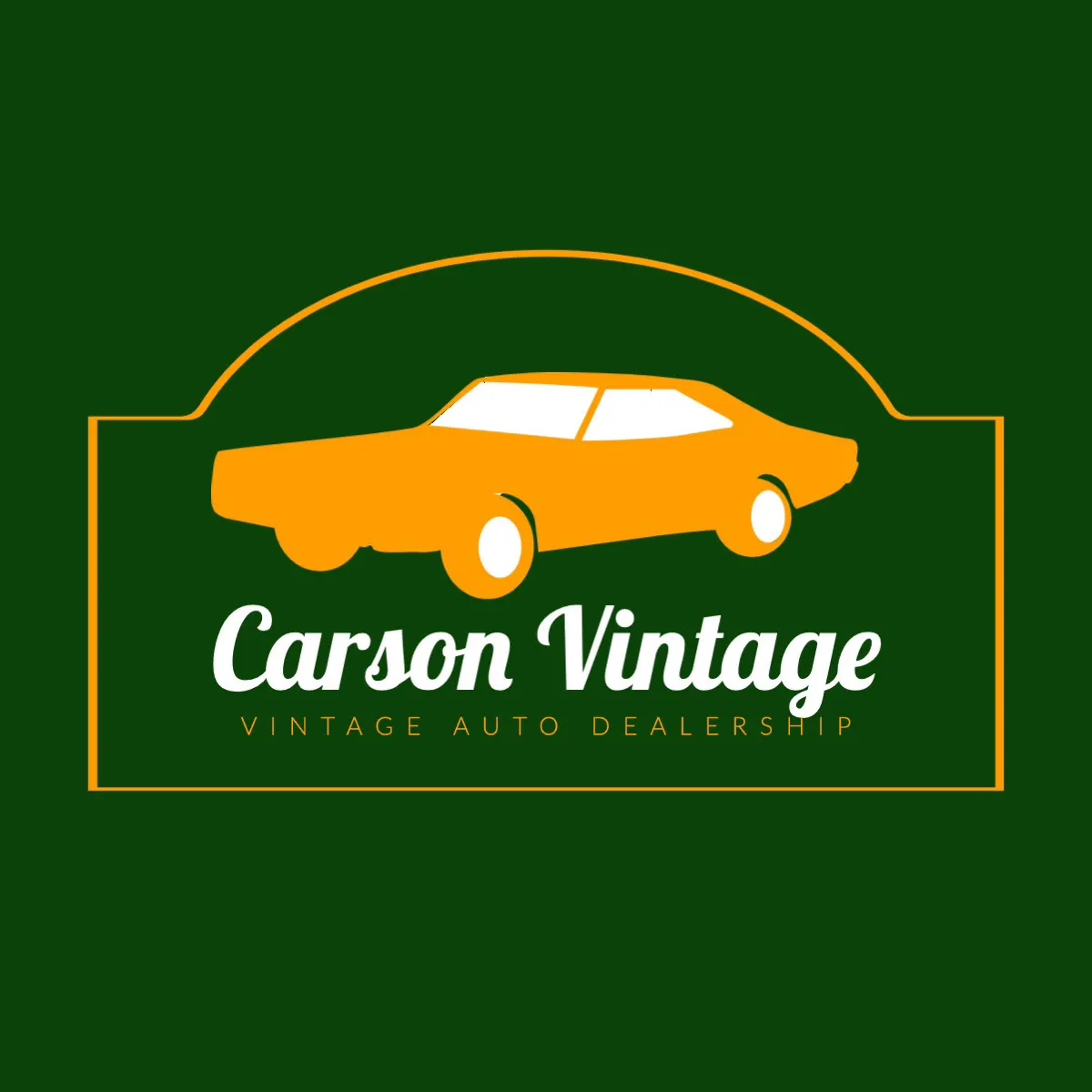 green and orange vintage car logo
