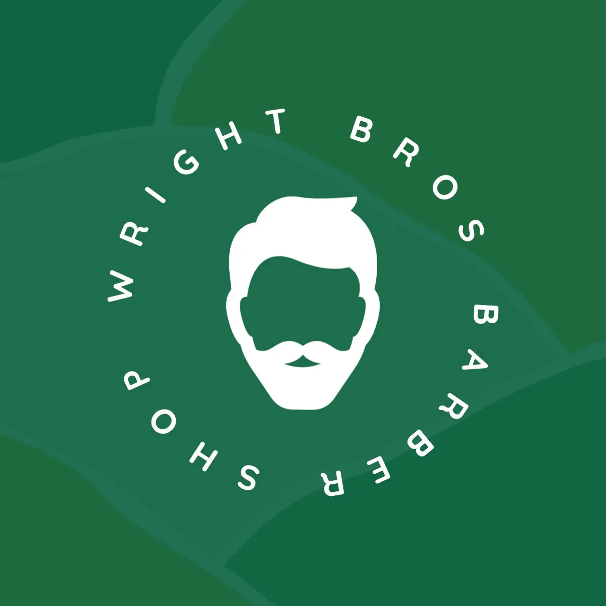 White & Green Wright Bros Barbershop Logo