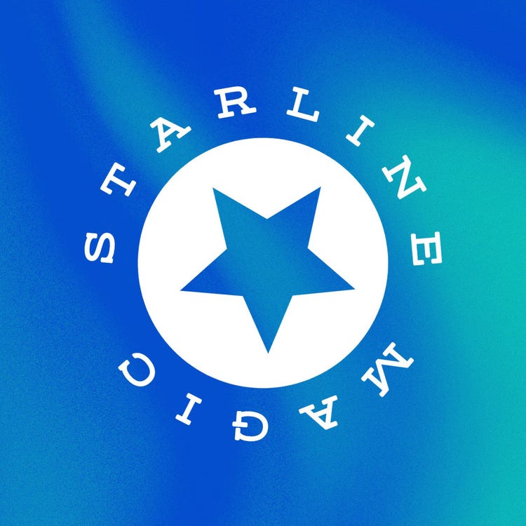 blue and green gradient star logo