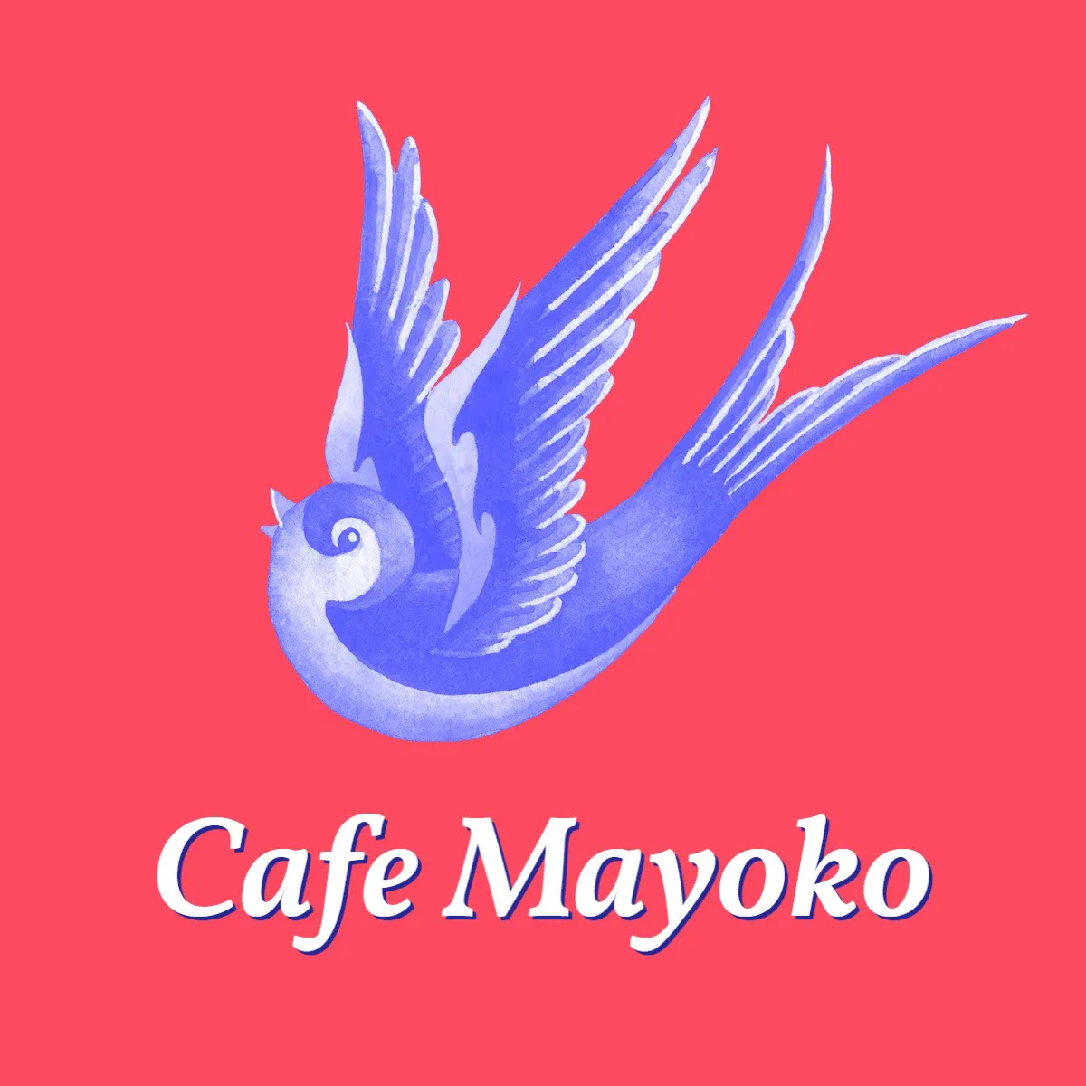 Red And Blue Illustrative Bird Restaurant Logo