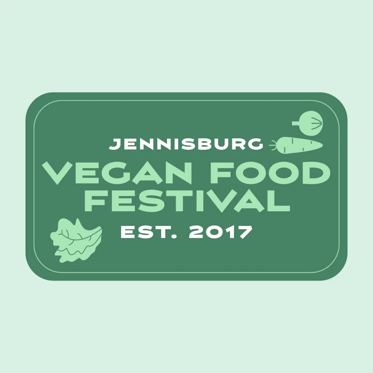 Green & White Vegan Festival Badge Logo
