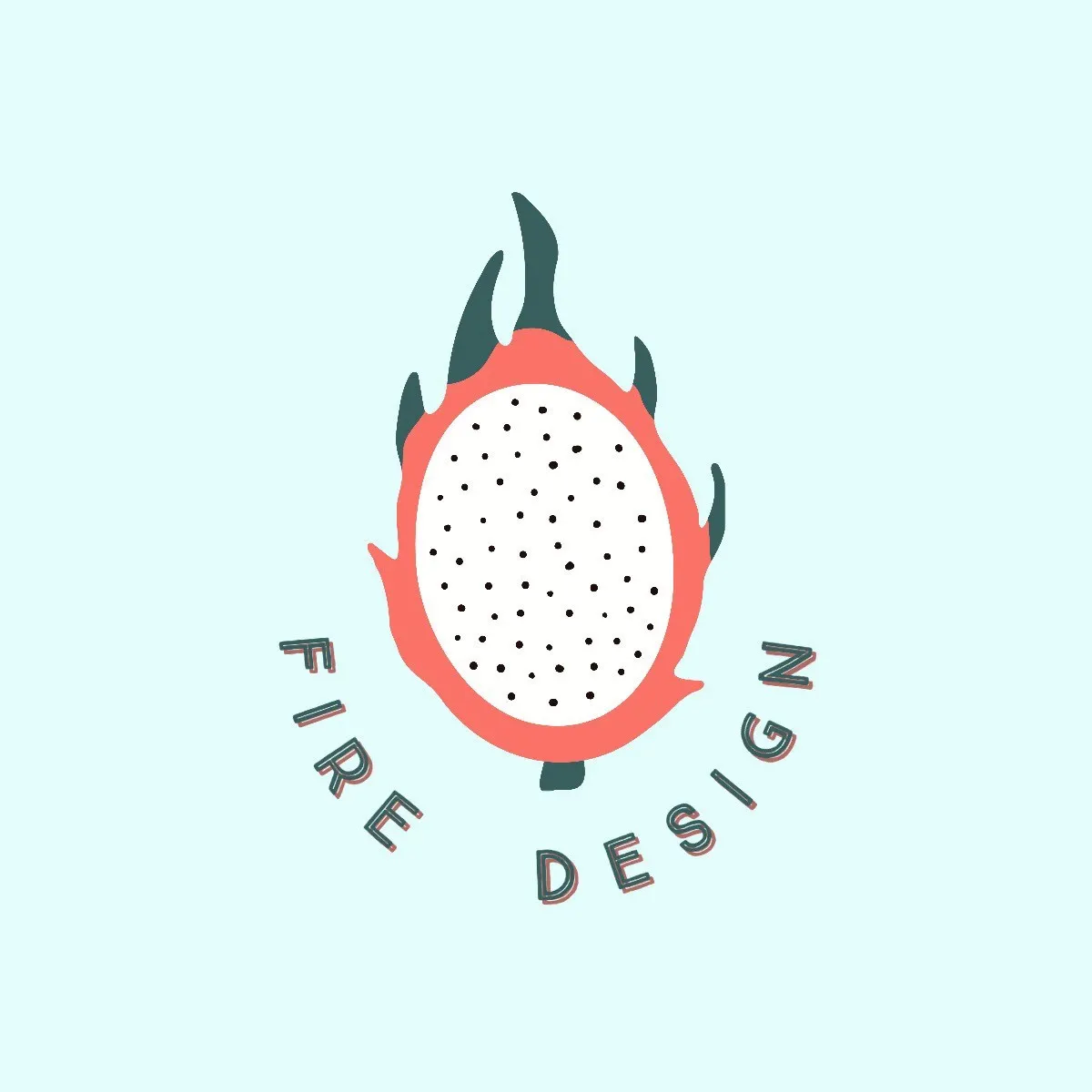 Teal and Red Food Logo