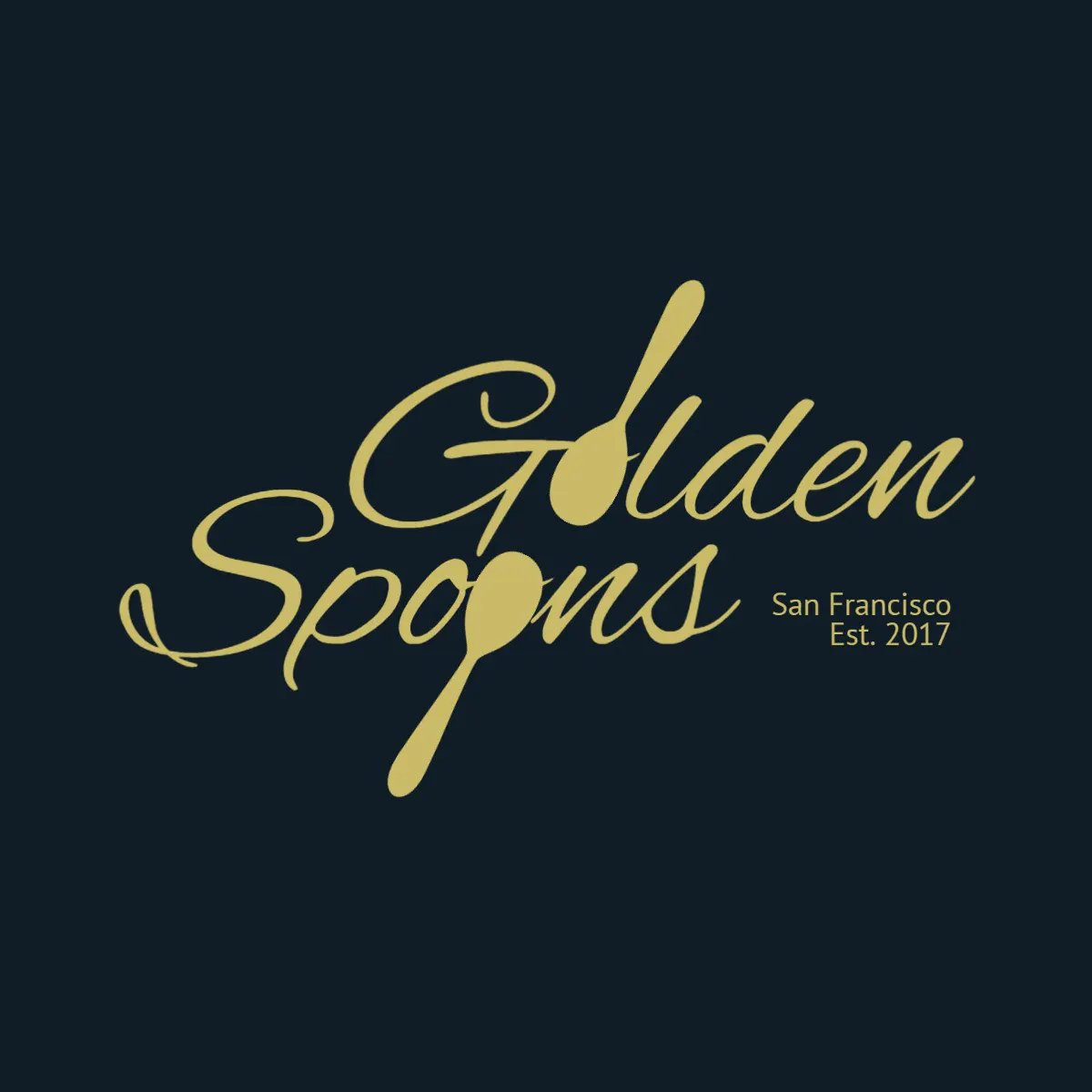 Green and gold spoon restaurant logo