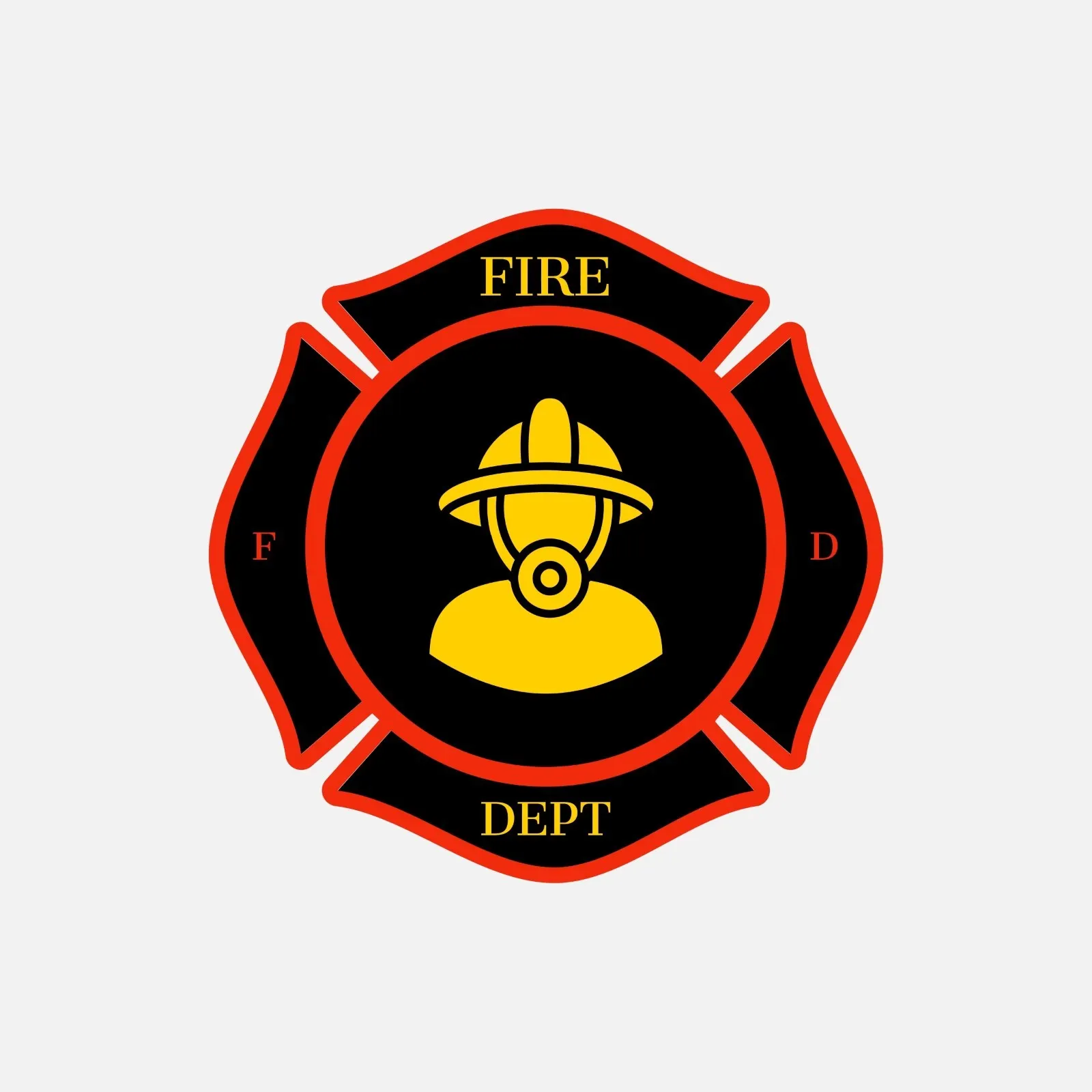 Red Black Yellow Fire Department Logo 