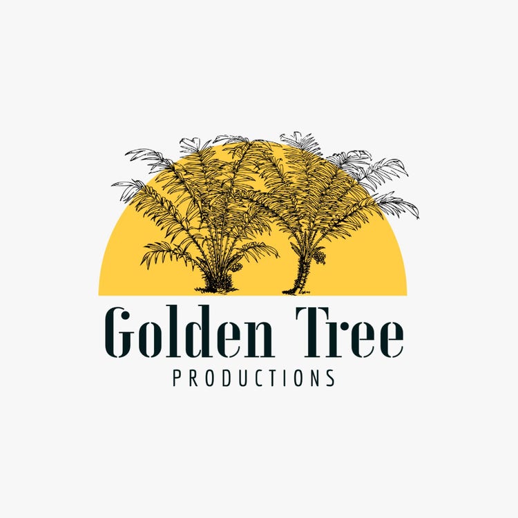 Grey Gold And Black Golden Tree Music Logo