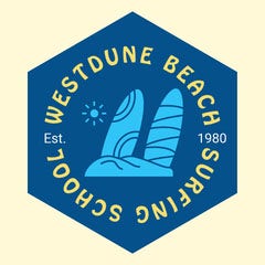 Blue And Yellow Surf School Logo