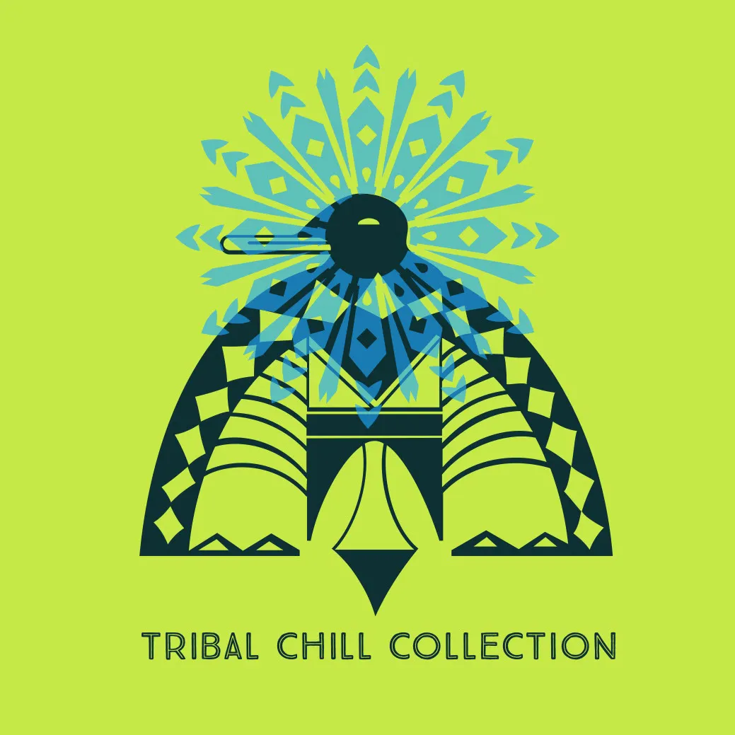 Bright Green Tribal Chill Music Album Cover with Tribal Illustration
