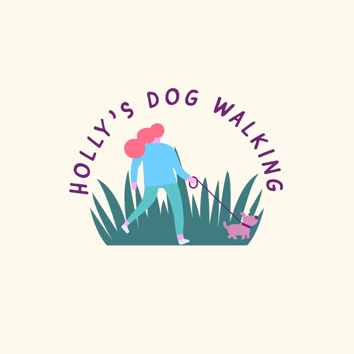 Green & Purple Dog Walking Logo