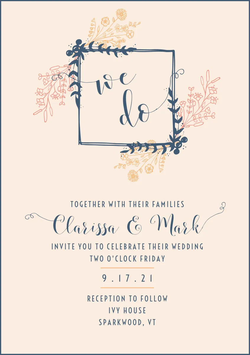 Floral Frame Wedding Invite 
