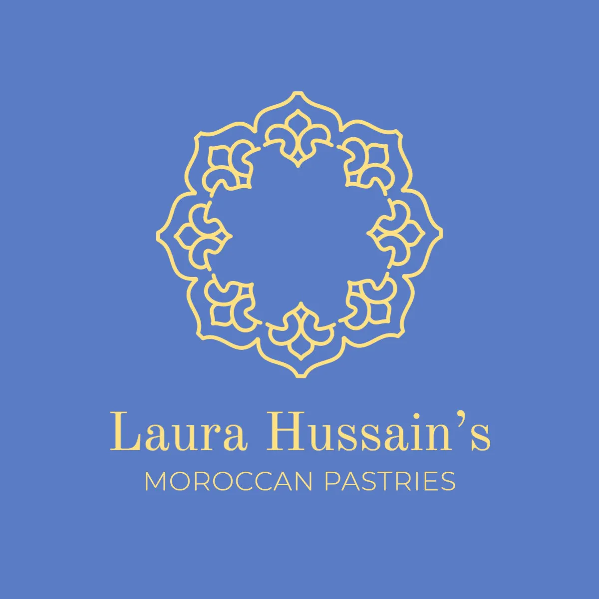 Blue And Yellow Ornamental  Arabic Bakery Logo