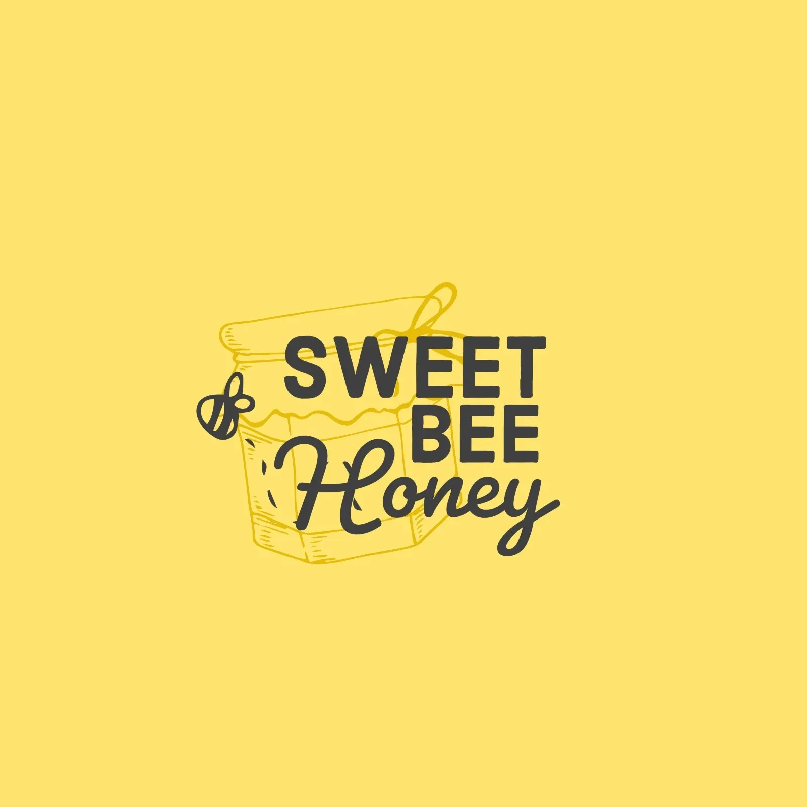 Yellow & Grey Honey Pot & Bee Logo