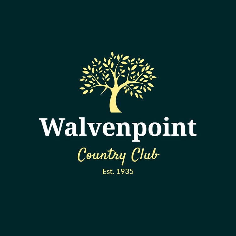 Green, White and Yellow Country Club Logo