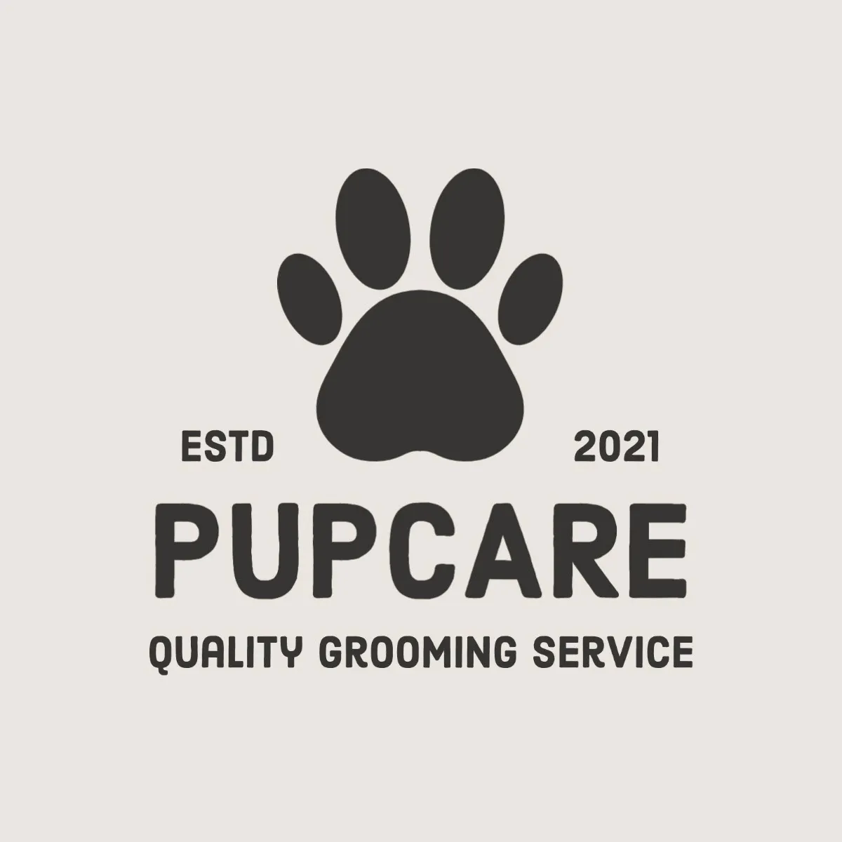 Black and Cream Pup Care Dog Grooming Logo