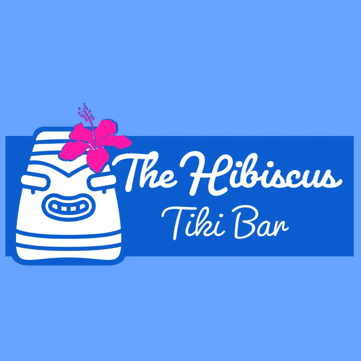 Blue & Pink Hibiscus Tiki Bar Restaurant Logo