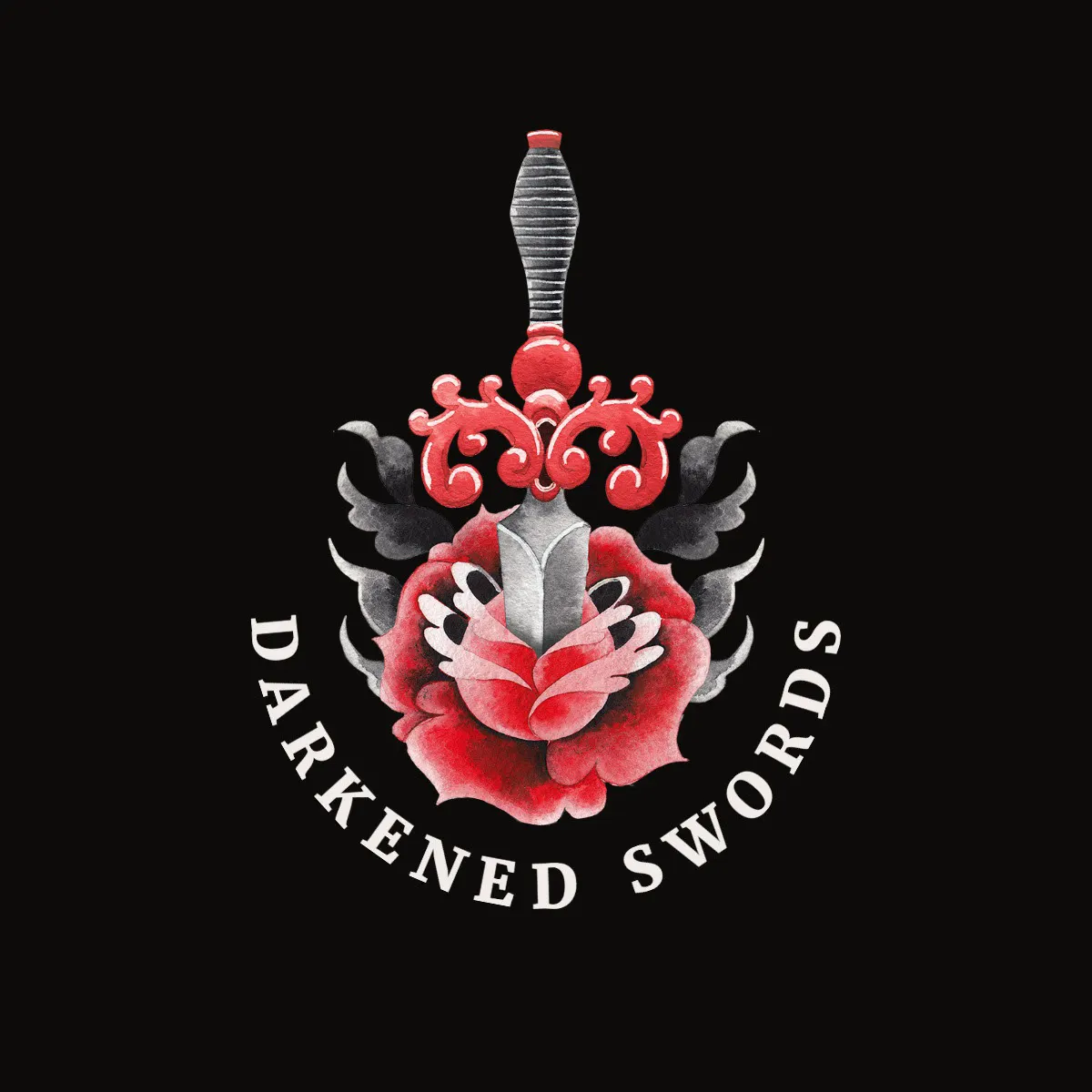 Black & Gray Rose Sword Clan Gaming Logo