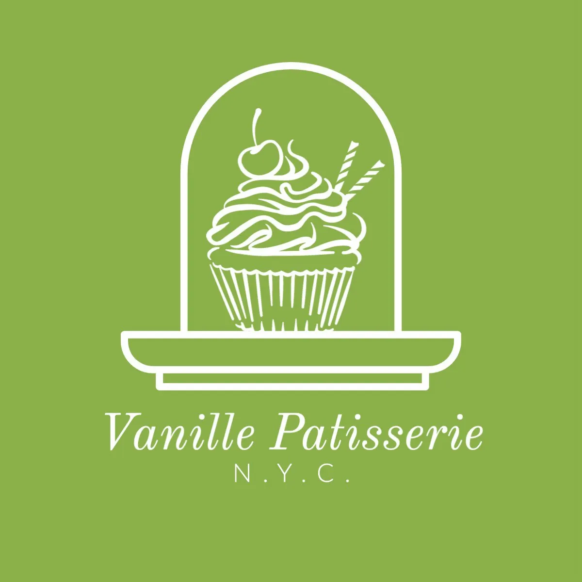 Elegant Green and White Cake Logo