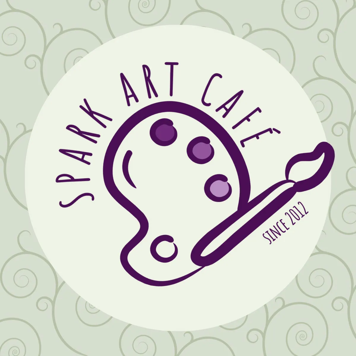 purple and green patterned art logo