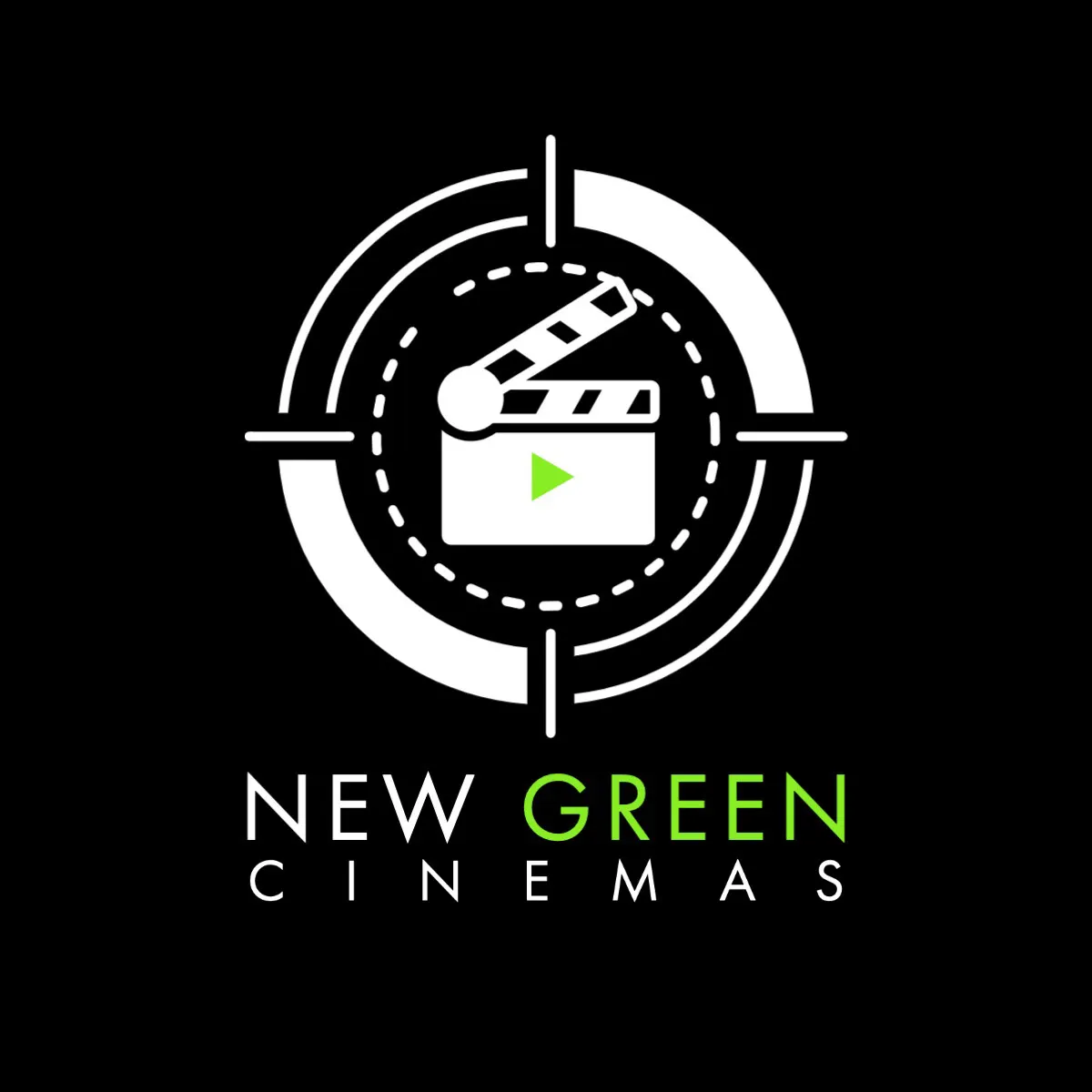 white and green modern movie logo
