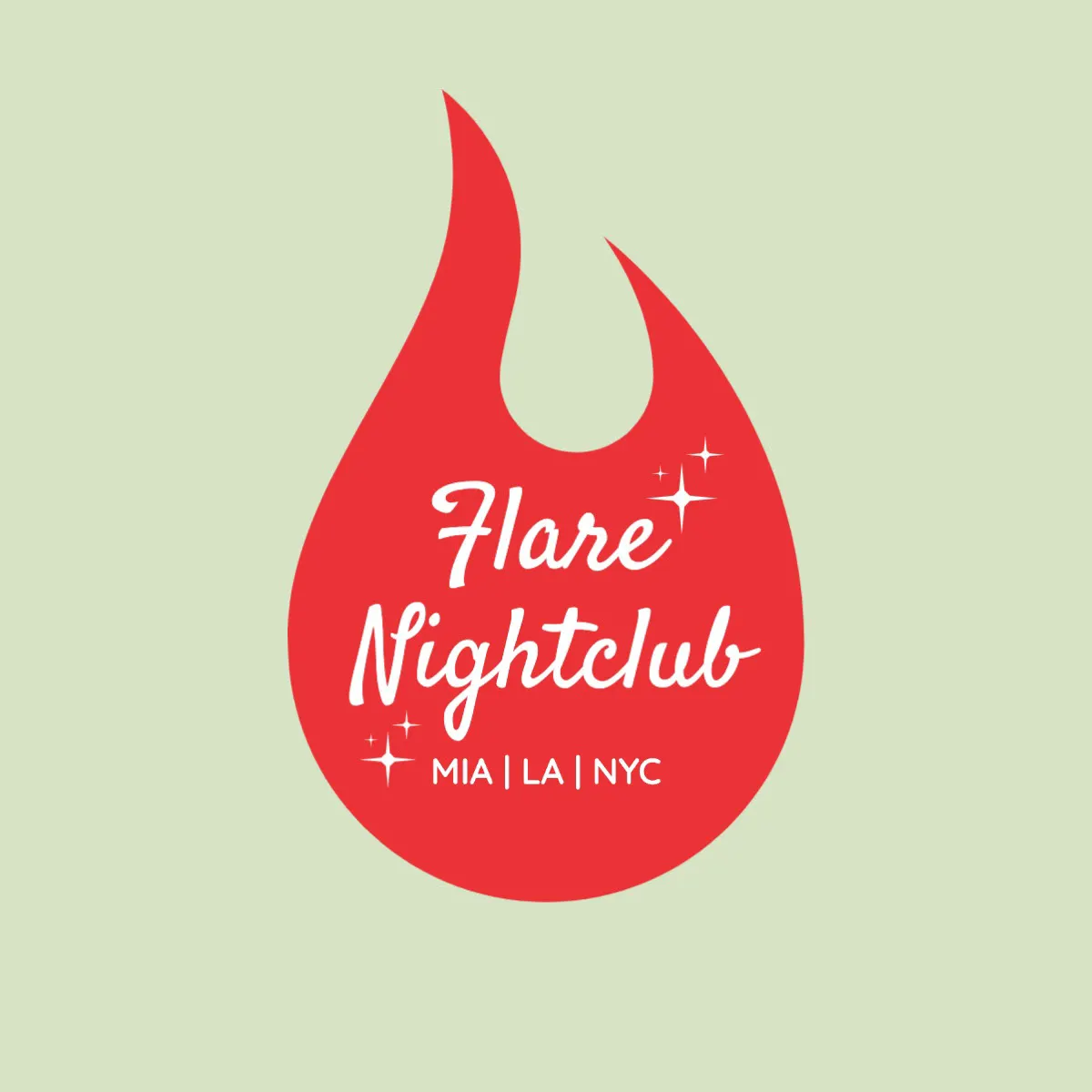 Red & White Flare Nightclub Badge Logo