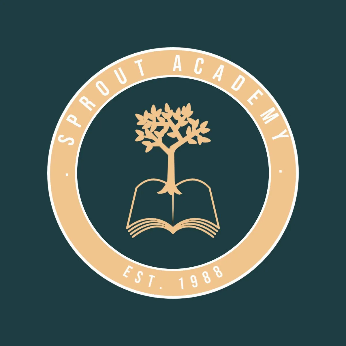 Green Cream White Sprout Academy Education Logo
