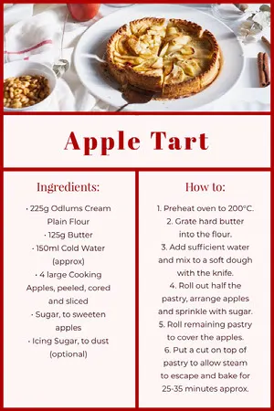 White Apple Tart Recipe Card  Recipe