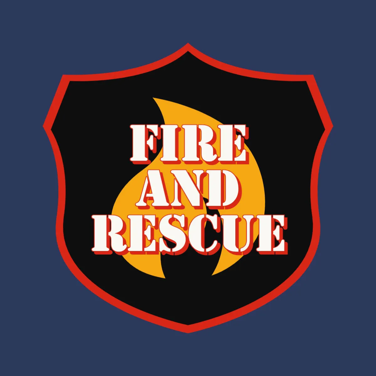 Red Orange and Black Fire and Rescue Department Logo