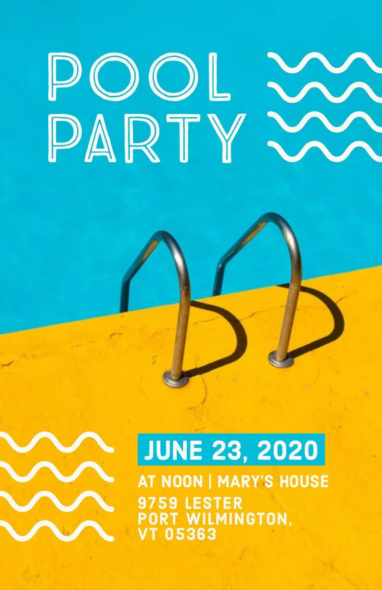 Blue and Yellow Pool Party Flyer