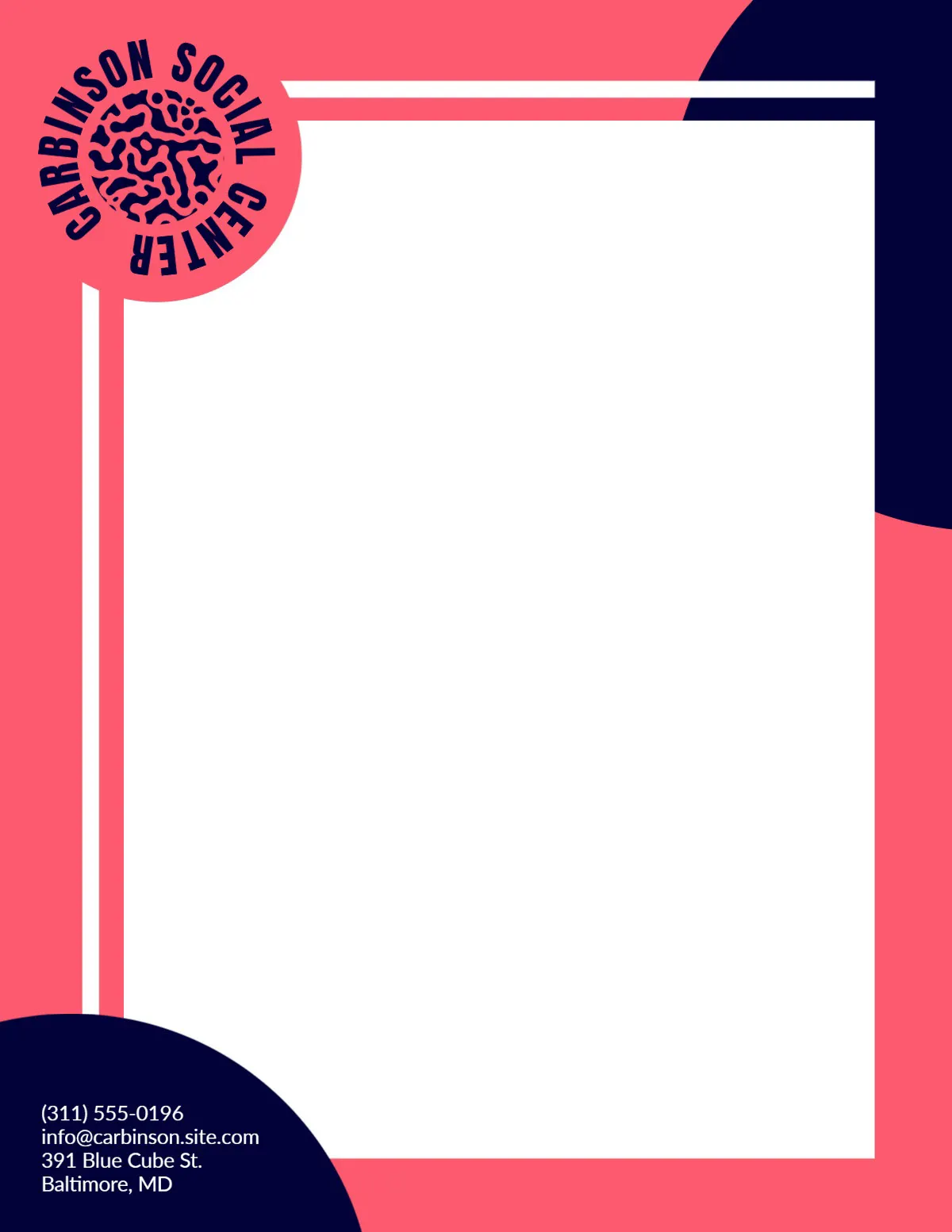 Pink And Navy Circles Letterhead