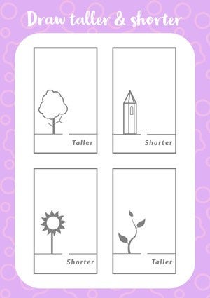 Pink Illustrated Drawing Worksheet for Children Worksheet