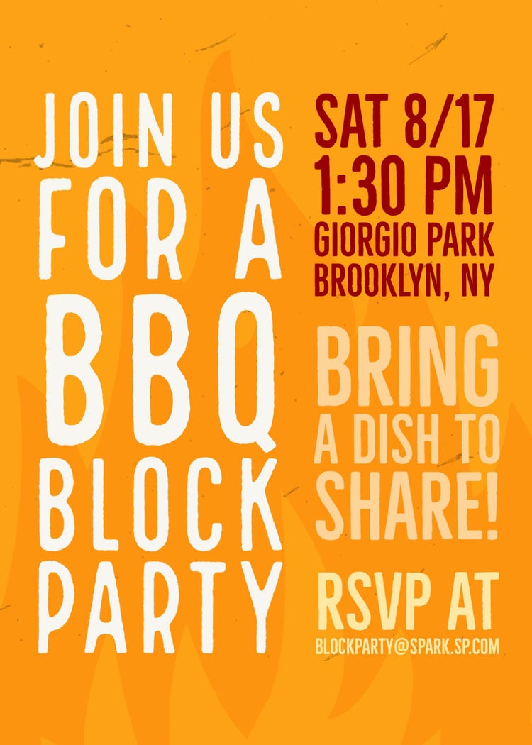 Orange Typography Barbecue Invitation