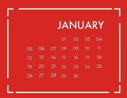 White and Red Calendar Card