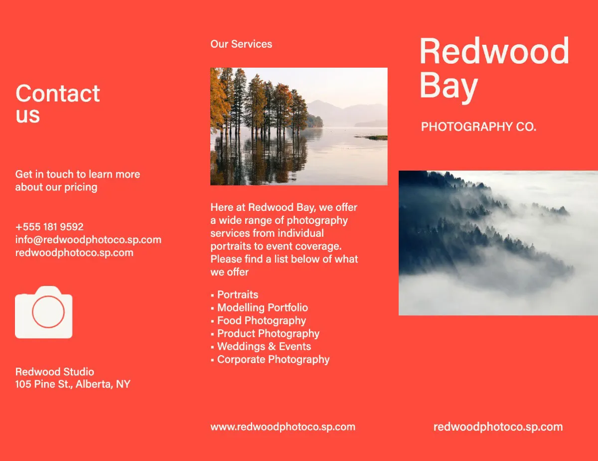 Red & White Minimal Scenic Photography Brochure