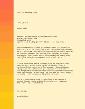 Yellow Orange Gradient Cover Letter