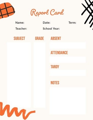SET Red and Orange Patterned Paper Education Report Card