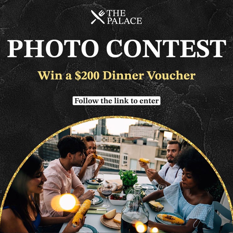 Black White The Palace Competiton Dinner Voucher Facebook Ad