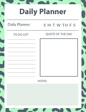 Green Animal Print Daily Planner  Planner
