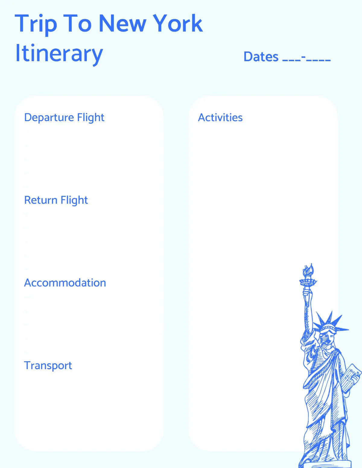 Blue Trip New York Itinerary Planner