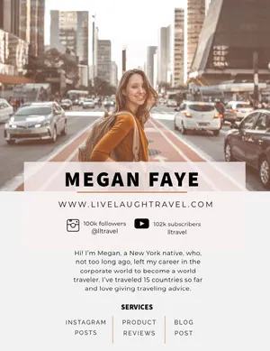Travel Blogger Media Kit with Smiling Woman in City Media Kit
