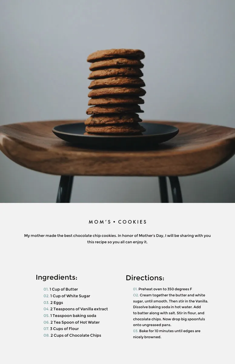 Minimalistic, Modern, Light Toned Cookie Recipe Instagram Portrait