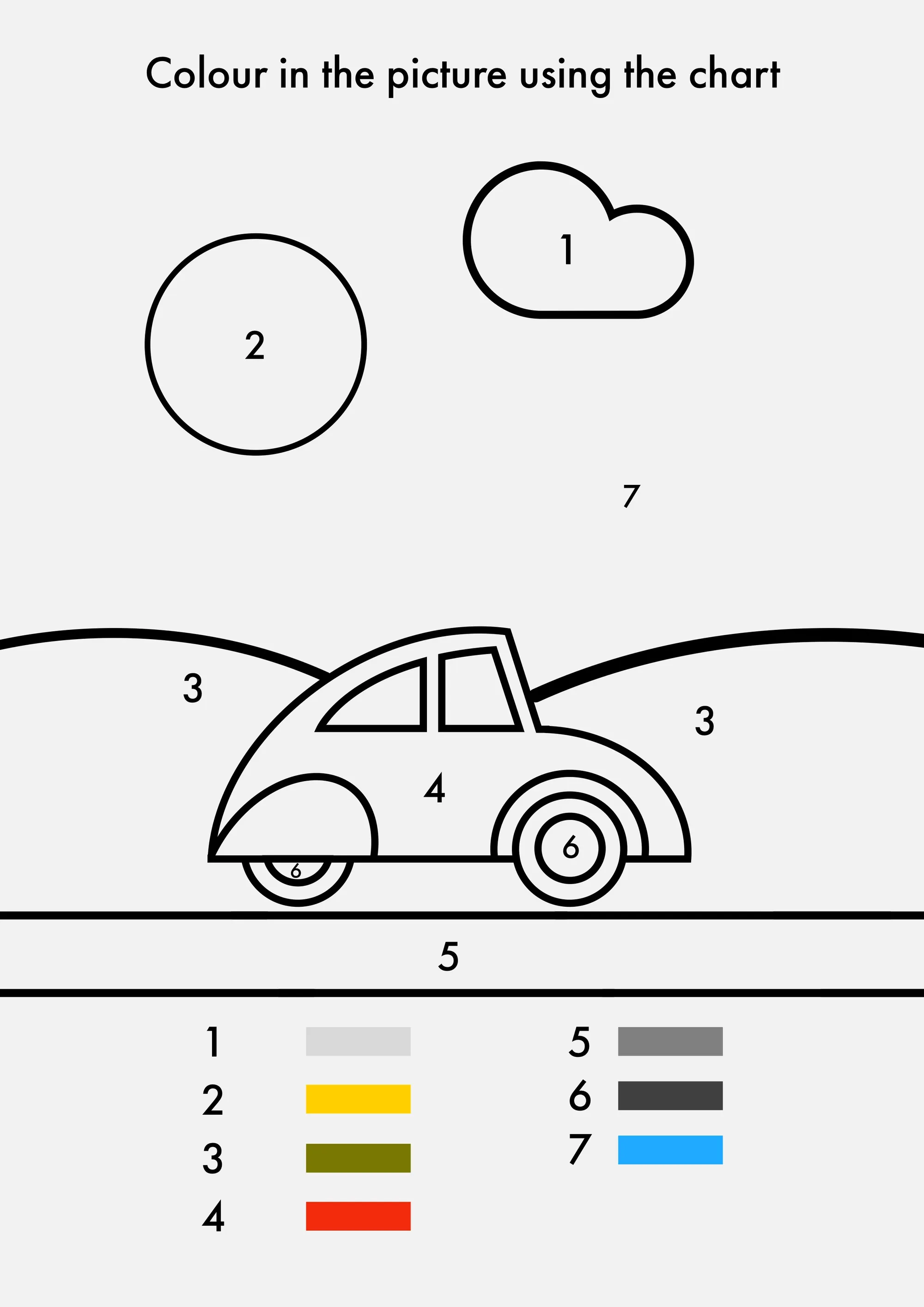 Black and White Coloring Worksheet with Car