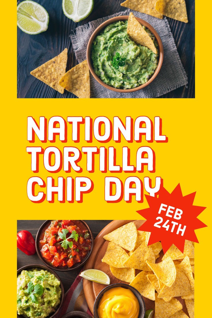 Yellow Red National Tortilla Chip Day Pinterest