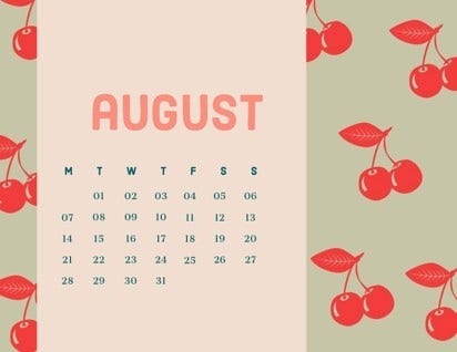 Pink and Green Calendar Card