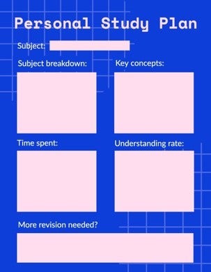 Blue & Pink Grid Design Study Planner